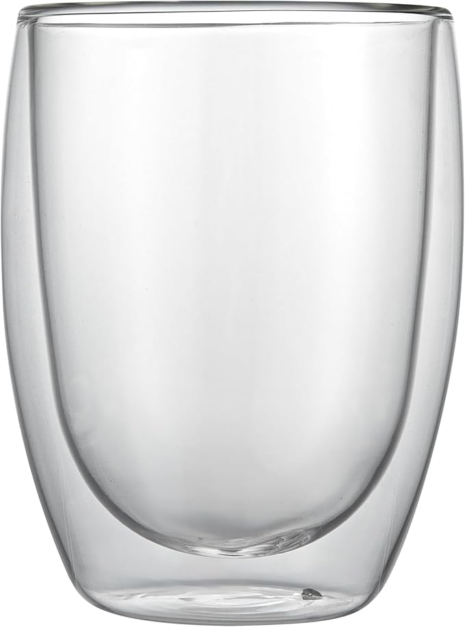 Restaurantware Glass Espresso Cups 5 Count 12 Ounces Borosilicate Double Wall Glass Coffee Mugs Insulated Clear Tea Drinkware for Hot or Cold Beverages