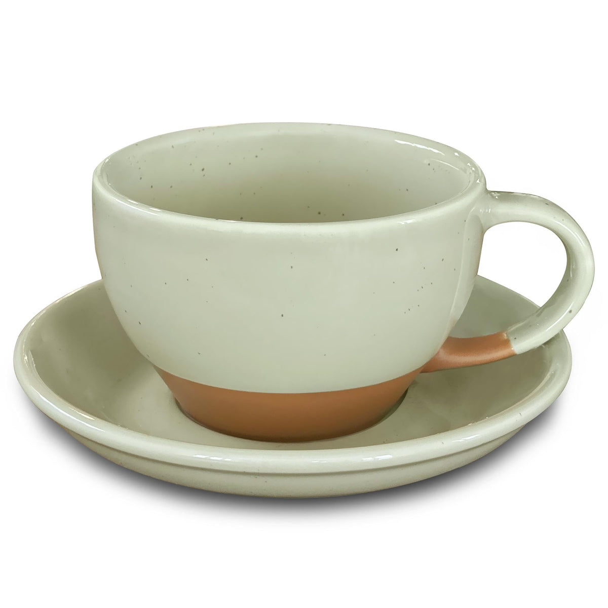 MORA Ceramic Latte Art Mug With Saucer - 10.5 oz, Round Bottom For Perfect Pours - Cafe Cups for Cappuccino, Espresso, Coffee, Tea etc - Porcelain Set for Baristas, Great Gift - Earl Grey