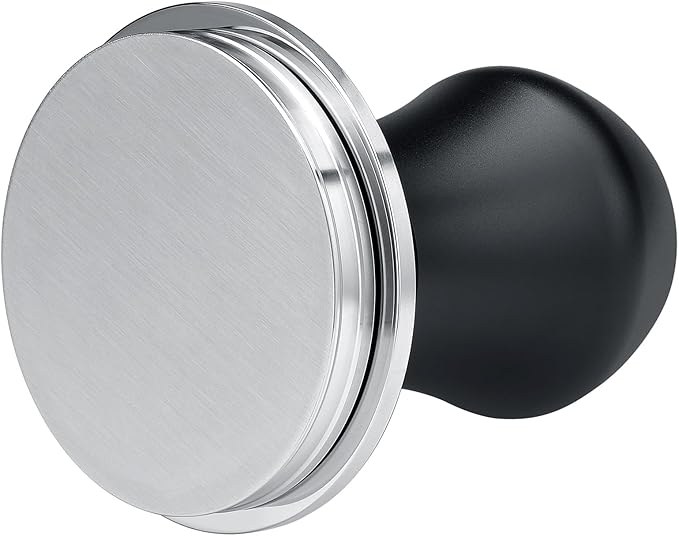 Normcore 58.5mm Coffee Tamper V4.1 Mini, Spring-Loaded with Click Feedback, Self-Leveling Stainless Steel Flat Baffle, Compatible with 58mm Espresso Machines Portafilter, Black