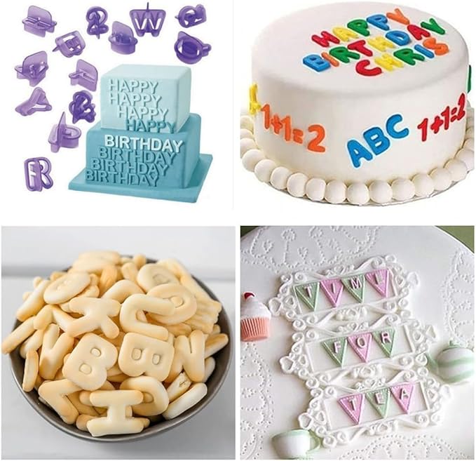 Flower Fondant Cutters,73Pcs Cake Cookie Cutter Plunger Sugarcraft Alphabet Letters Decorating Tools,Sunflower Rose Leaf Butterfly Heart Star Carnation Hollow Calyx Cutter Molds,Icing Modelling Kit