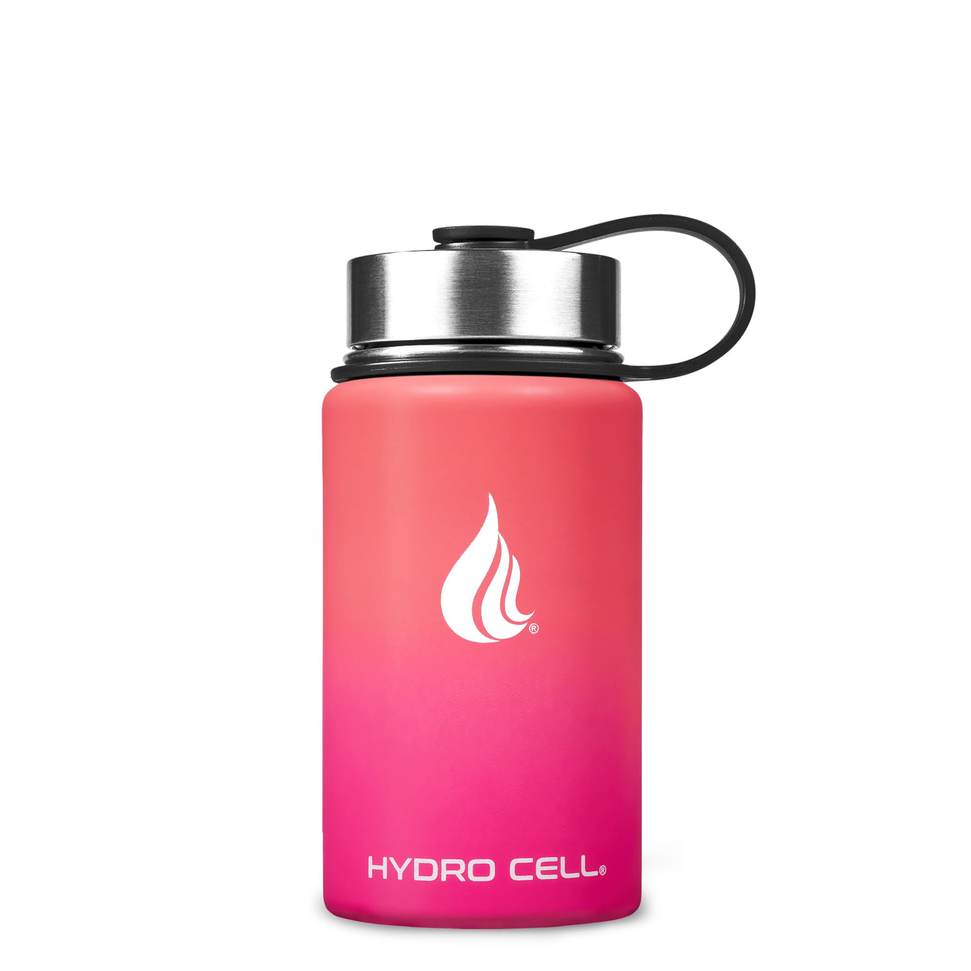 HYDRO CELL Stainless Steel Insulated Water Bottle with Straw - For Cold & Hot Drinks - Metal Vacuum Flask with Screw Cap and Modern Leakproof Sport Thermos for Adults (Coral/Punch 14oz)