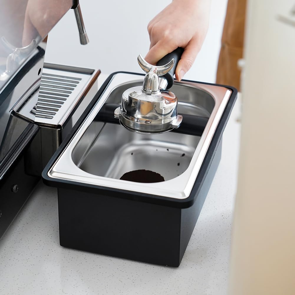 watchget Large Stainless Steel Espresso Knock Box for Coffee Grounds