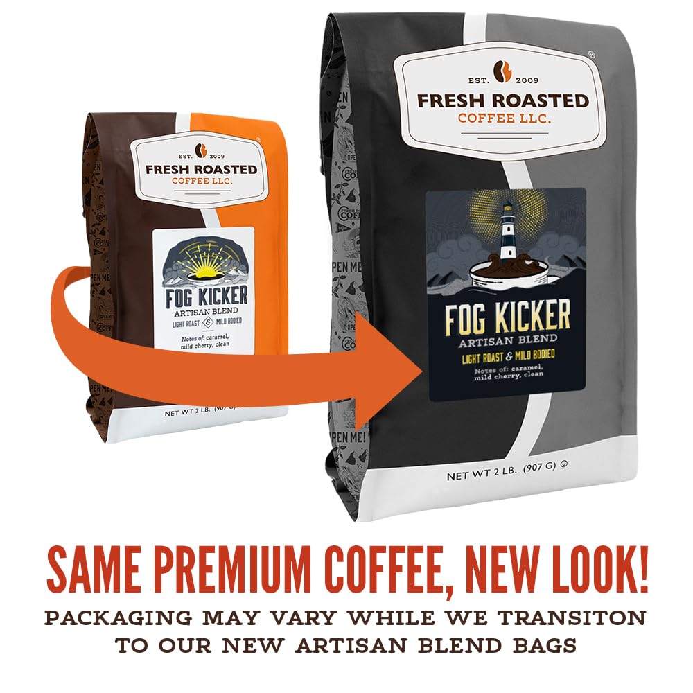 Fresh Roasted Coffee, Fog Kicker Drip Ground Coffee, Light Roast, Kosher, 5 lb (80 oz)