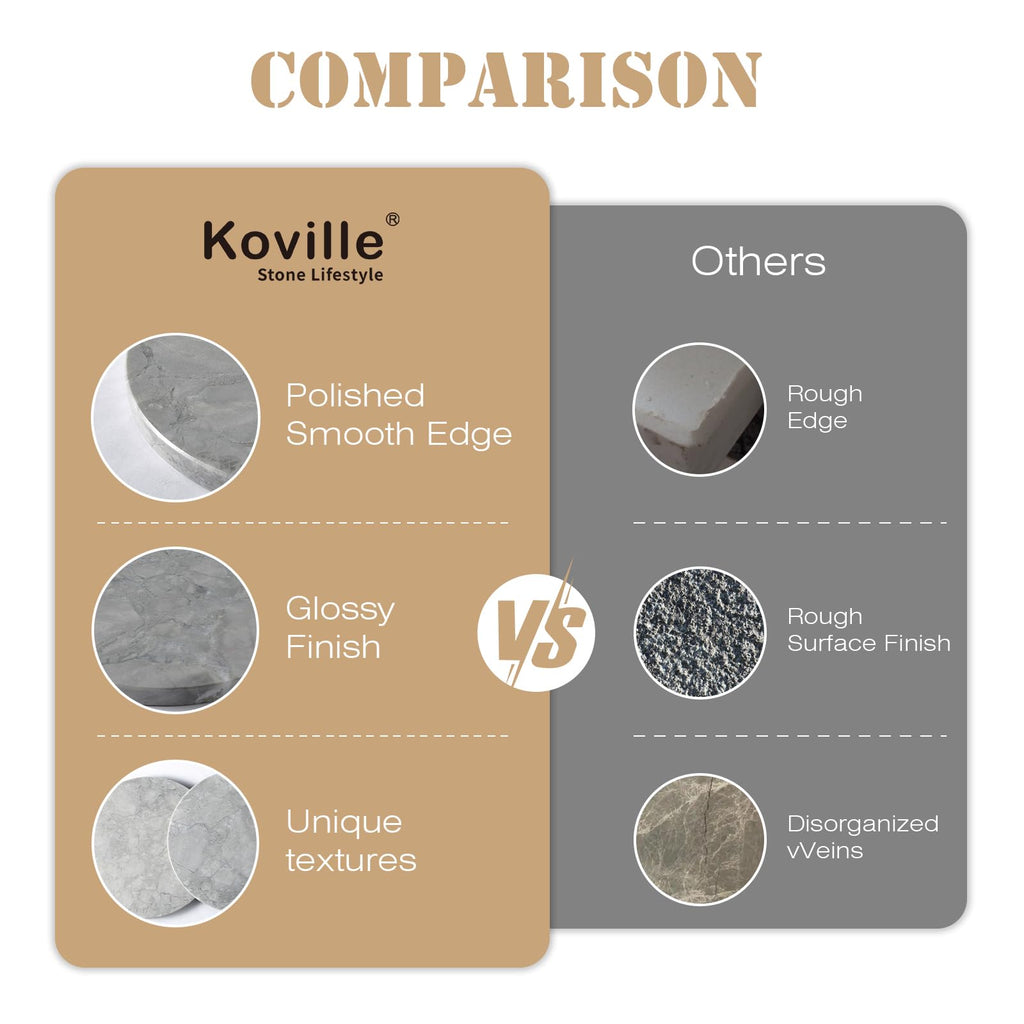 Koville Round Marble Pastry Cutting Board - 11" Gray Marble Cheese Board for Baking, Charcuterie, Pastry, Trivet - Non-Stick Heat Resistant Stone Cutting Boards for Kitchen