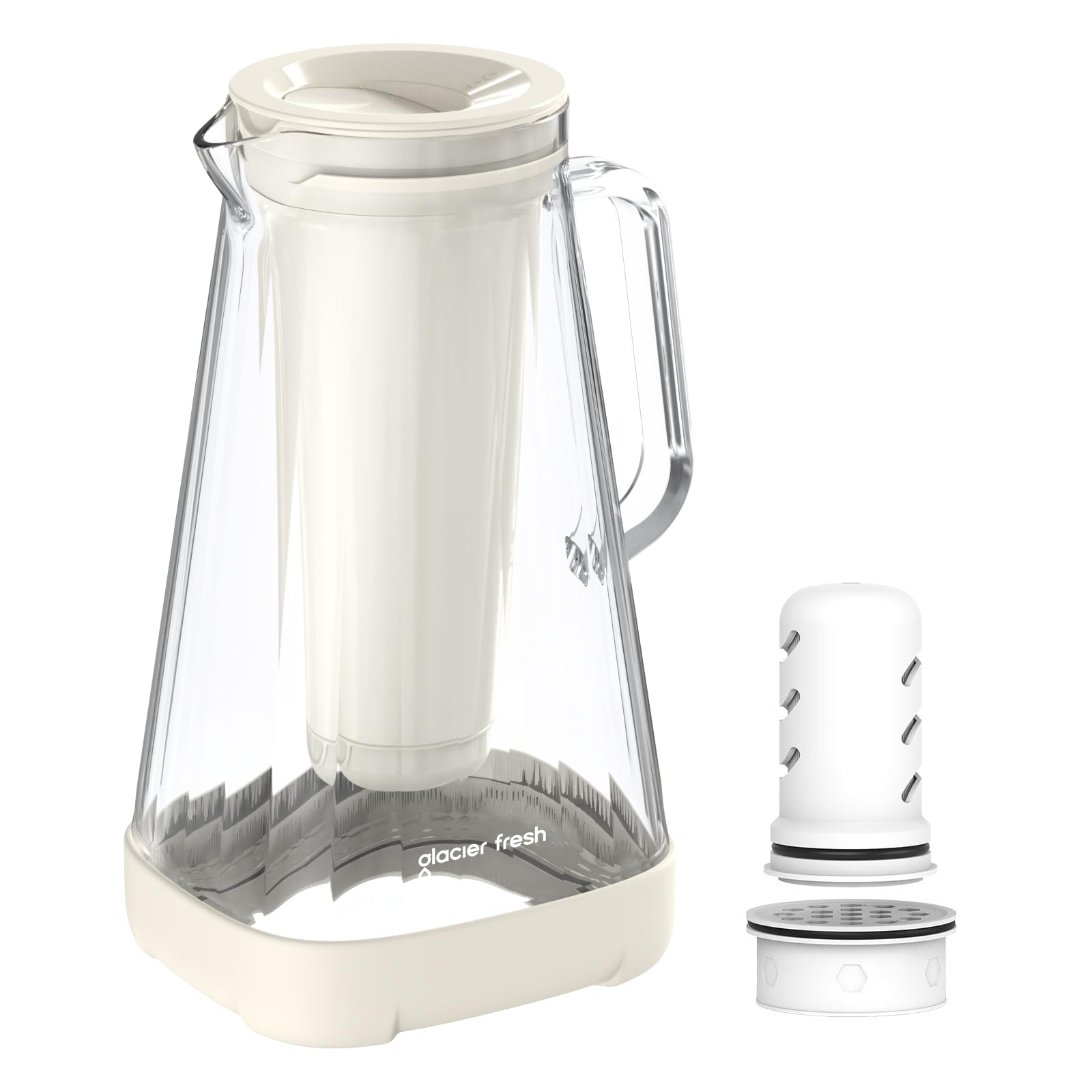 GLACIER FRESH 10 - Cup Purela Glass Water Pitcher With 2 Filters, White