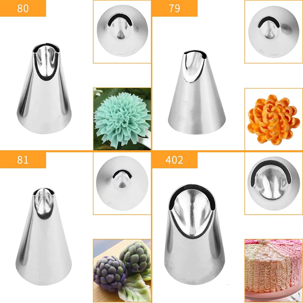 MDLJG 6 pcs Flower Piping Tips Rose Petal Pastry Tips, large piping tips, Chrysanthemum Nozzles, Cupcake Pastry Tool For Decorating Cake Tulip Baking Forms New (tulips - 6pcs)