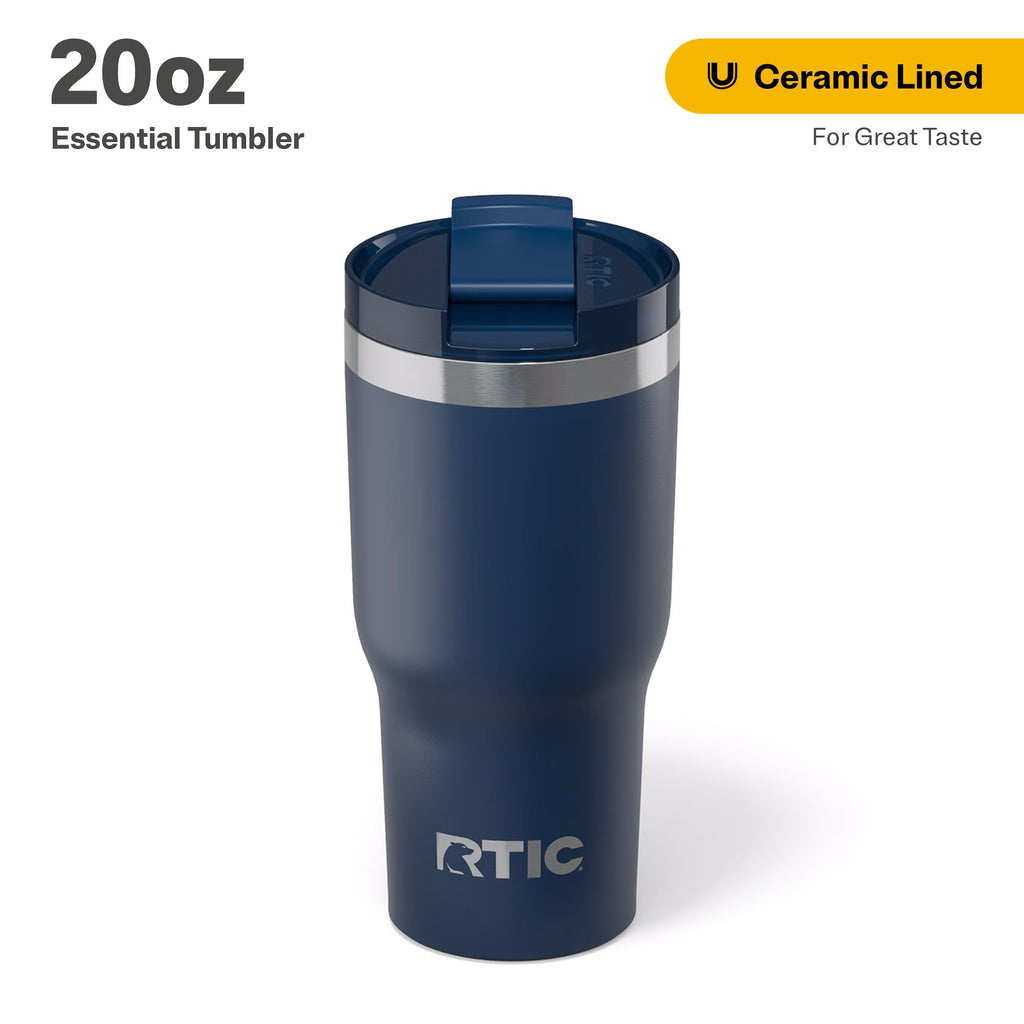 RTIC 20oz Essential Tumbler with Lid, Ceramic Lined, Navy
