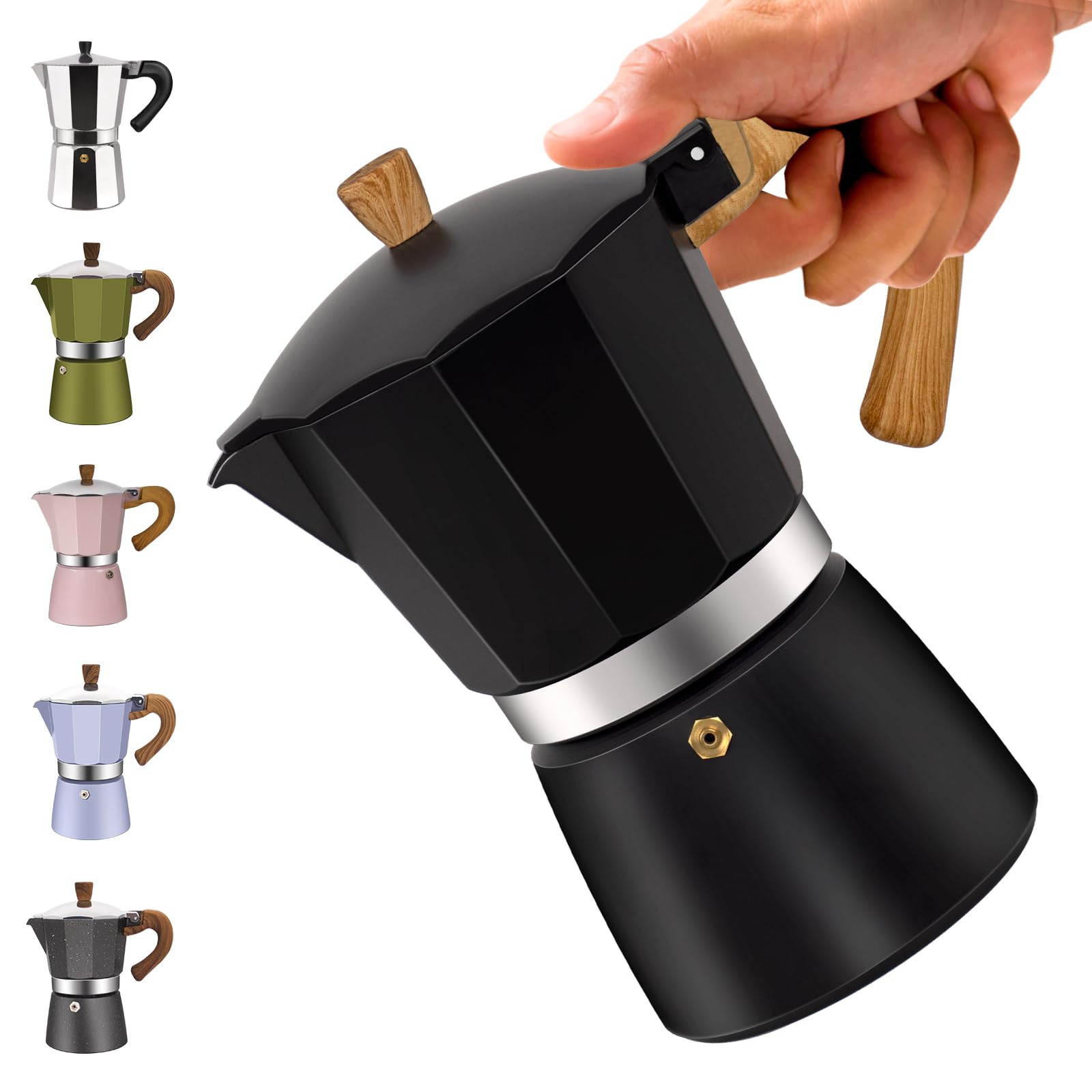 Vaolvpant 12 Cup Aluminum Moka Pot Classic Stovetop Espresso Coffee Maker 600ml 20oz Coffeemaker Percolator Mocha Pot Greca Coffee Maker Cafe Makers for Italian and Cuban Café Brewing Black