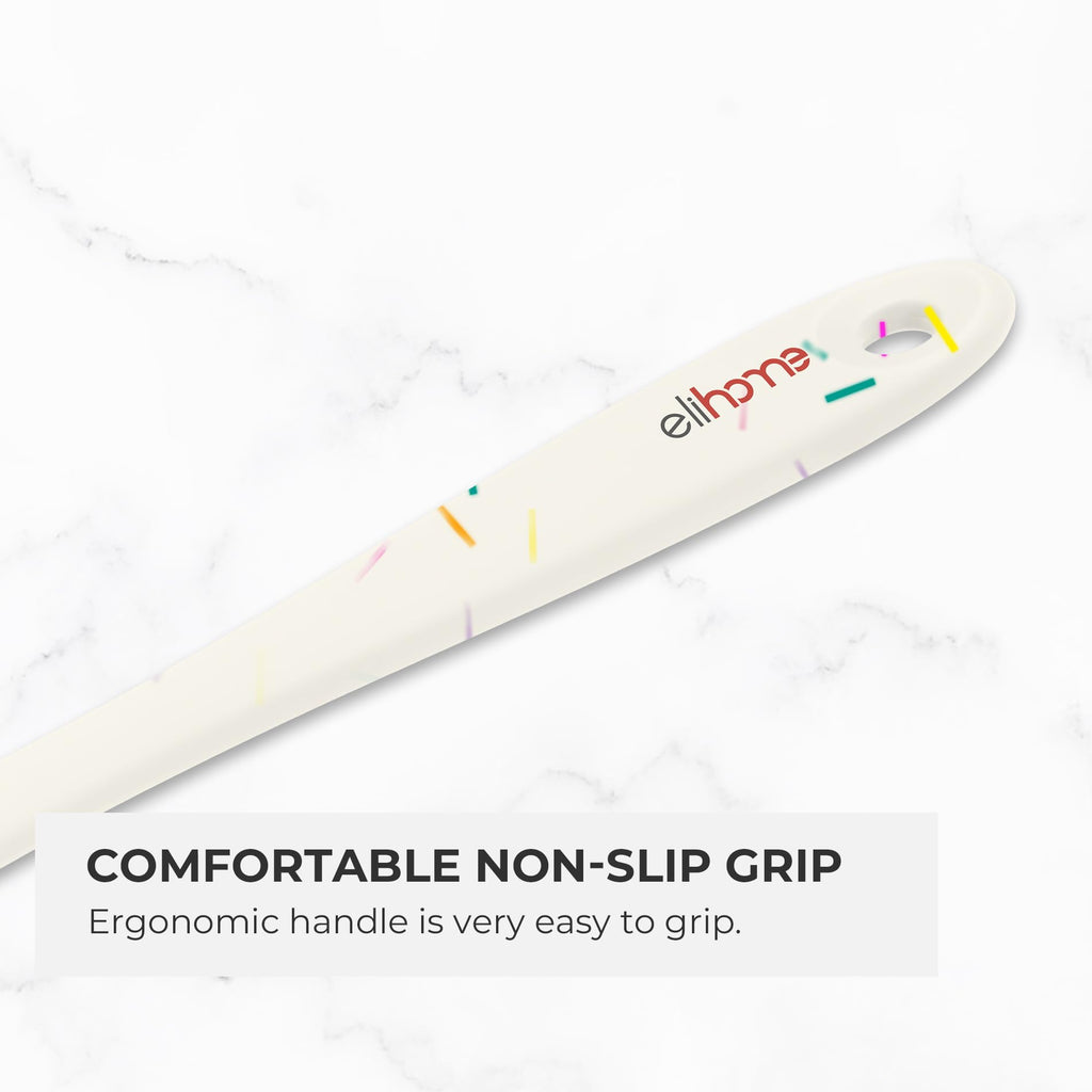 Elihome Mini Silicone Spoonula - Non-Stick Heat Resistant Silicone Scraper Spatula for Mixing, Serving, Scraping, Stirring, and More, 8.75 Inch, Sprinkles