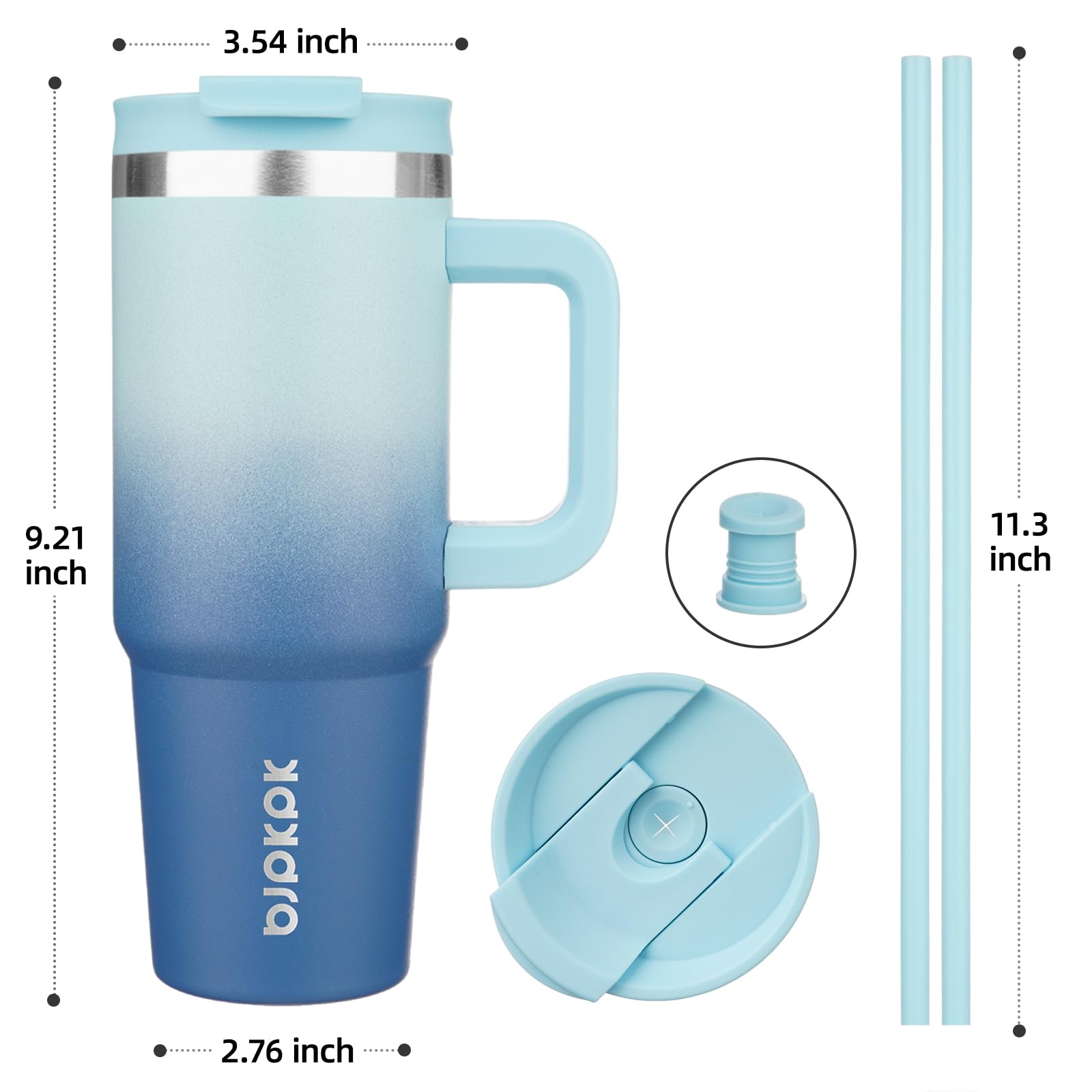 BJPKPK 30 oz Insulated Tumbler with Handle & Straw, Stainless Steel