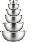 BREFR Stainless Steel Mixing Bowl Set, Nesting Bowls for Kitchen Baking, Cooking, Prepping, Kitchen Food Storage Organizers, No Lids (6 Pack)
