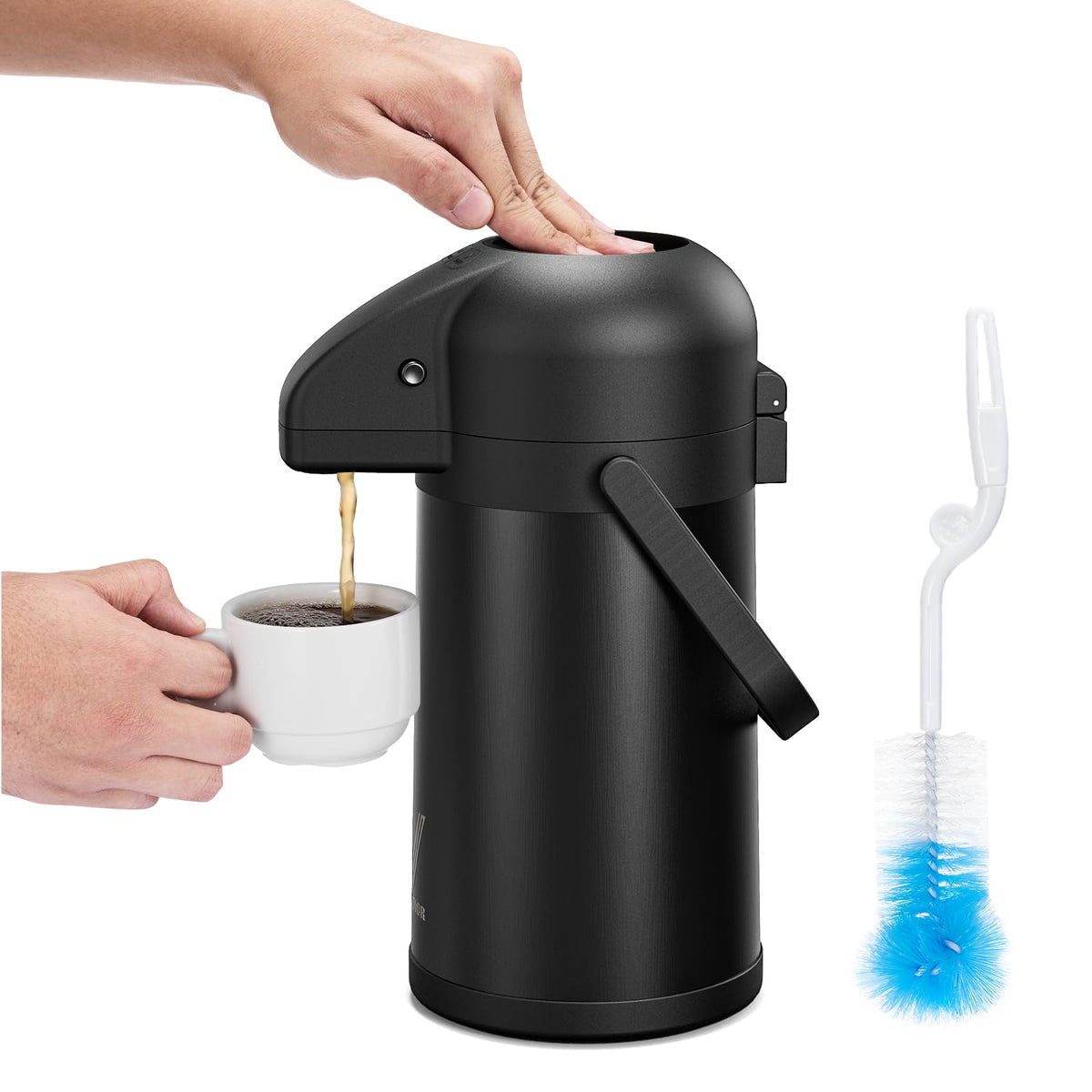 VONDIOR Airpot Coffee Dispenser with Pump - 169 Oz Insulated Stainless Steel Coffee Carafe - Thermal Beverage Dispenser - Coffee Urn for Hot/Cold Water, Party Chocolate Drinks