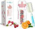 AquaFrut 32 OZ Fruit Infuser Water Bottle BPA-Free Fruit Infusion Sports Bottle - Flip Top Lid w Drinking Spout, Leak Proof, Made of Durable Tritan. Free Recipe eBook! (Rose)