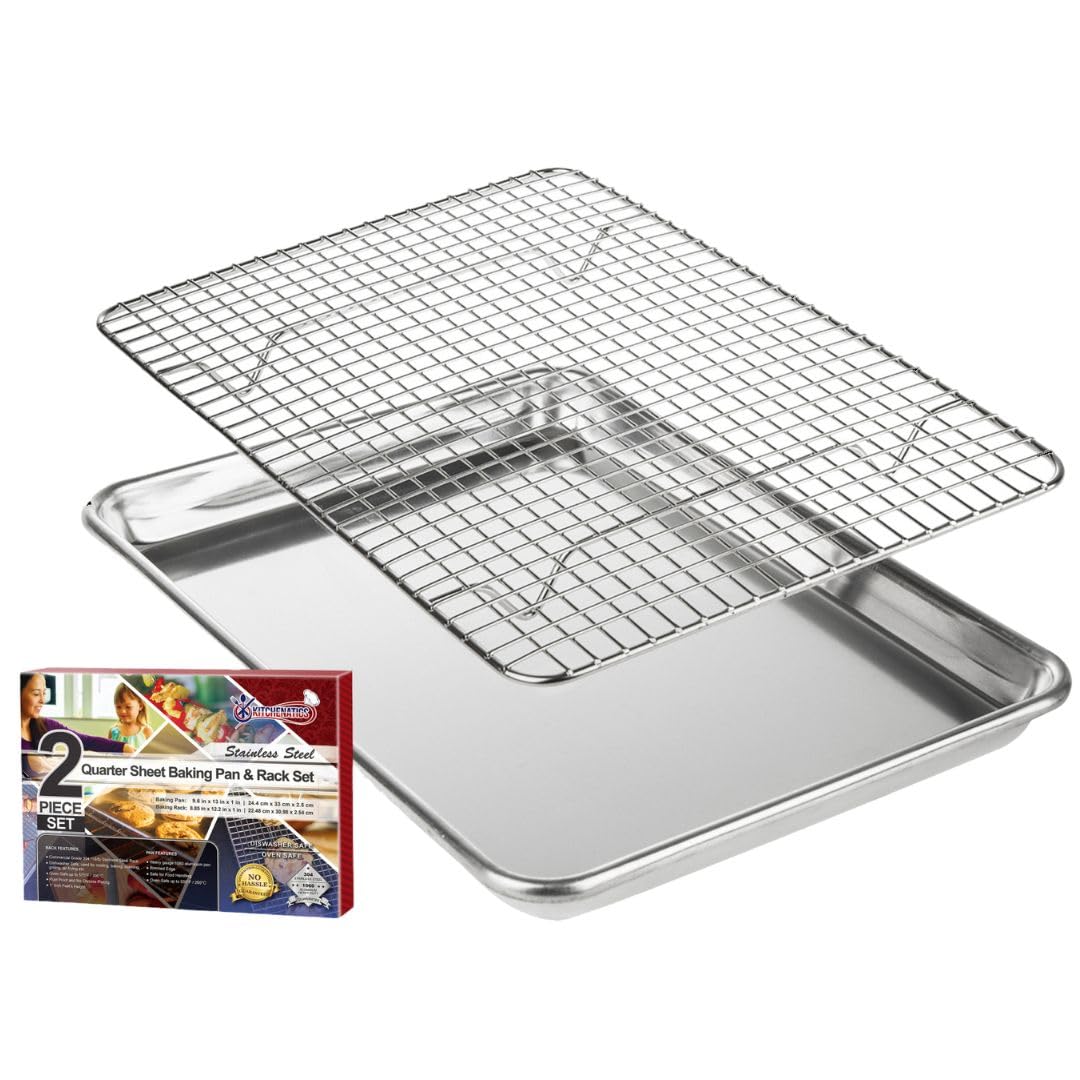 KITCHENATICS Half Sheet Baking Pan Aluminum Nonstick Oven Safe Set of 2