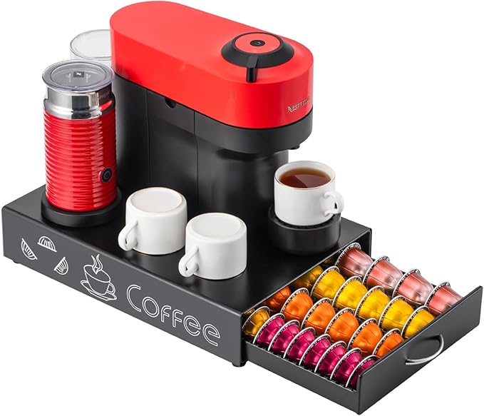 FlagShip for Nespresso Pod Holder Coffee Pod Drawer for Vertuo Pod Organizer Graffiti Style Large Capacity Fits All Size Vertuo Pods