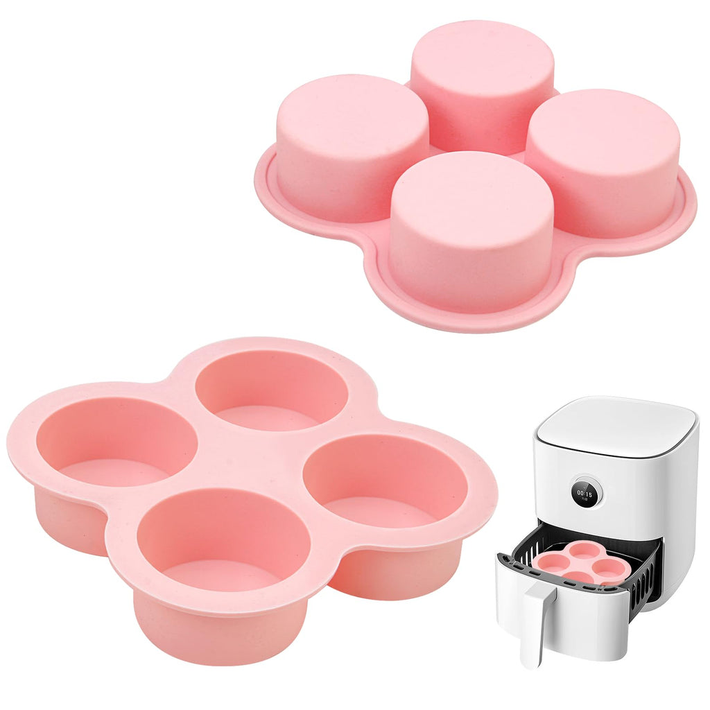 HUIKANGSHENG Air Fryer Egg Bite Molds 2 Pack Silicone 4 Cup Non Stick Pink