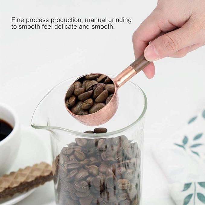 Measuring Spoons, Wood Handle Coffee Scoop Black Walnut and Red Copper Tablespoon Scoop for Coffee Tea, Cooking Mixing Stirrer Kitchen Tools Utensils