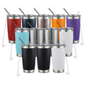 COMOOO 20oz Tumbler with Straw Stainless Steel Insulated Coffee Tumbler Cups Double Wall Vacuum Travel Coffee Mug with Splash Proof Sliding Lid for Hot Cold Drinks (Mix Color,12 Pack)