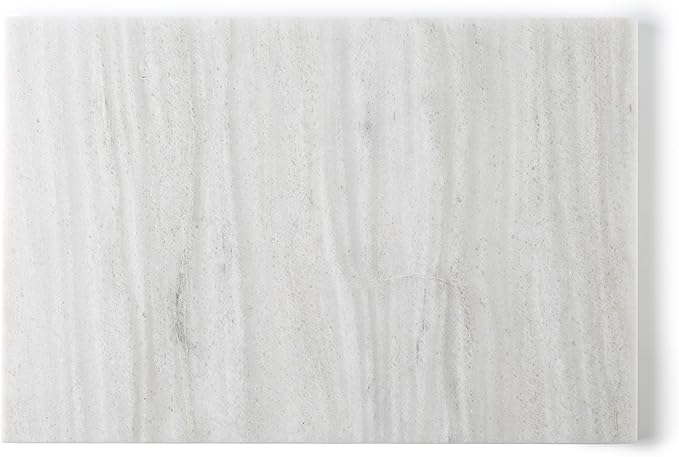 Koville Natural Marble Cutting Board for Kitchen Countertop, 12" x 8" Pastry Bread Macaron Display Board, Real Stone Slab Marble Cheese Boards, Bathroom Perfume Tray Candle Plate(Nestos White)