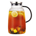 Purefold Pitcher with Lid, Glass Jug with Stainless Steel Lid for Hot and Cold Water, Fruit Tea, Coffee Maker, Ice Tea, Juice, Pineapple Series (Clear, 80 oz)