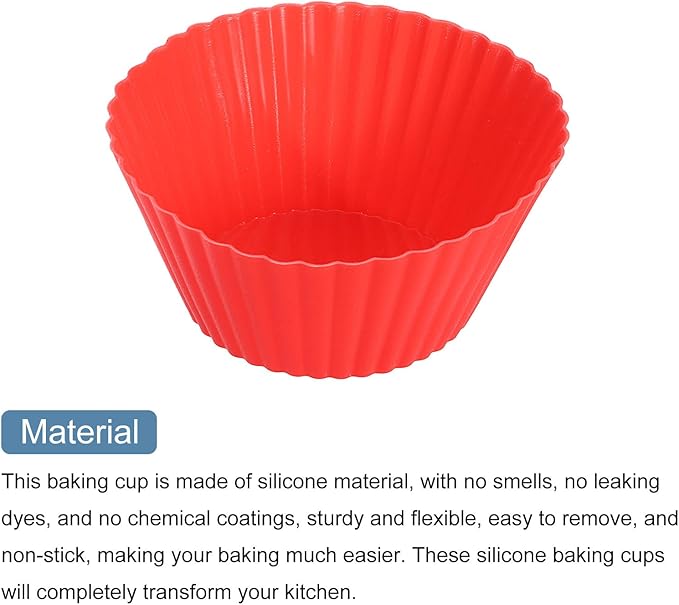 uxcell 45Pcs Silicone Cupcake Liners, Non-Stick Baking Cups, for Cooking Eggs, Baking Muffins and Make a Cake(Red)