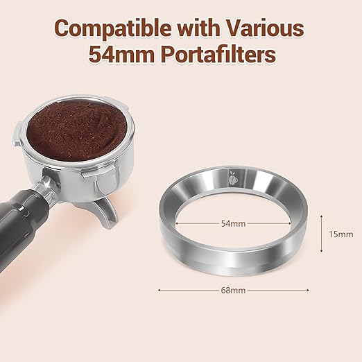 54mm Espresso Dosing Funnel, 304 Stainless Steel Coffee Dosing Ring, Portafilter Funnel with 6 Magnetic, Barista Tools Compatible with Breville 54mm Portafilter