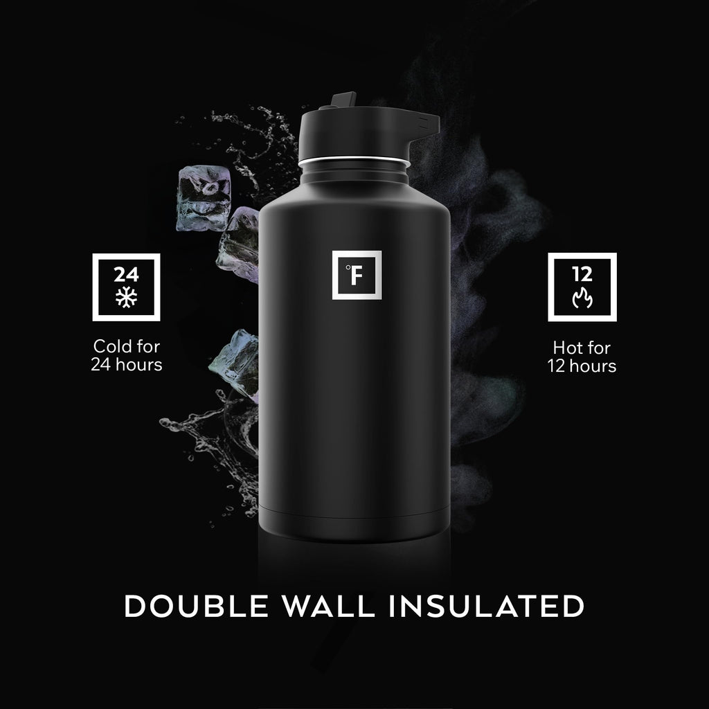 IRON °FLASK 64 oz Wide Mouth Water Bottle with 3 Lids