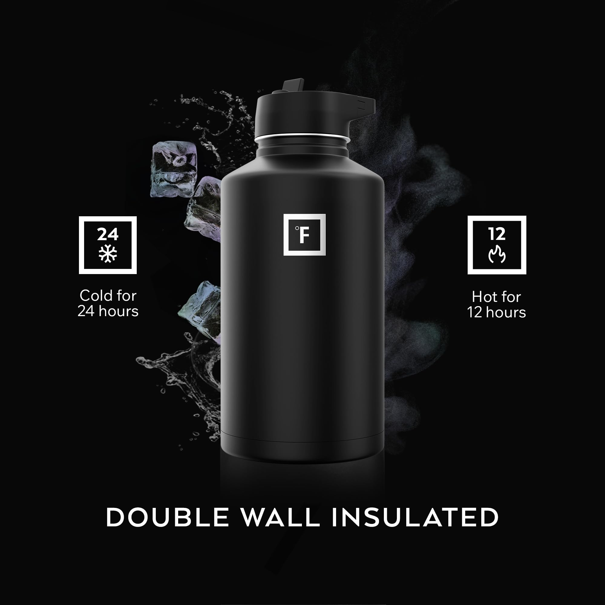 IRON °FLASK 64 oz Wide Mouth Water Bottle with 3 Lids