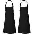 RAJRANG 2 Pack Black Kitchen Aprons for Women with Pockets BiB Aprons for Cooking BBQ Chef Apron for Men 35x27 Inch