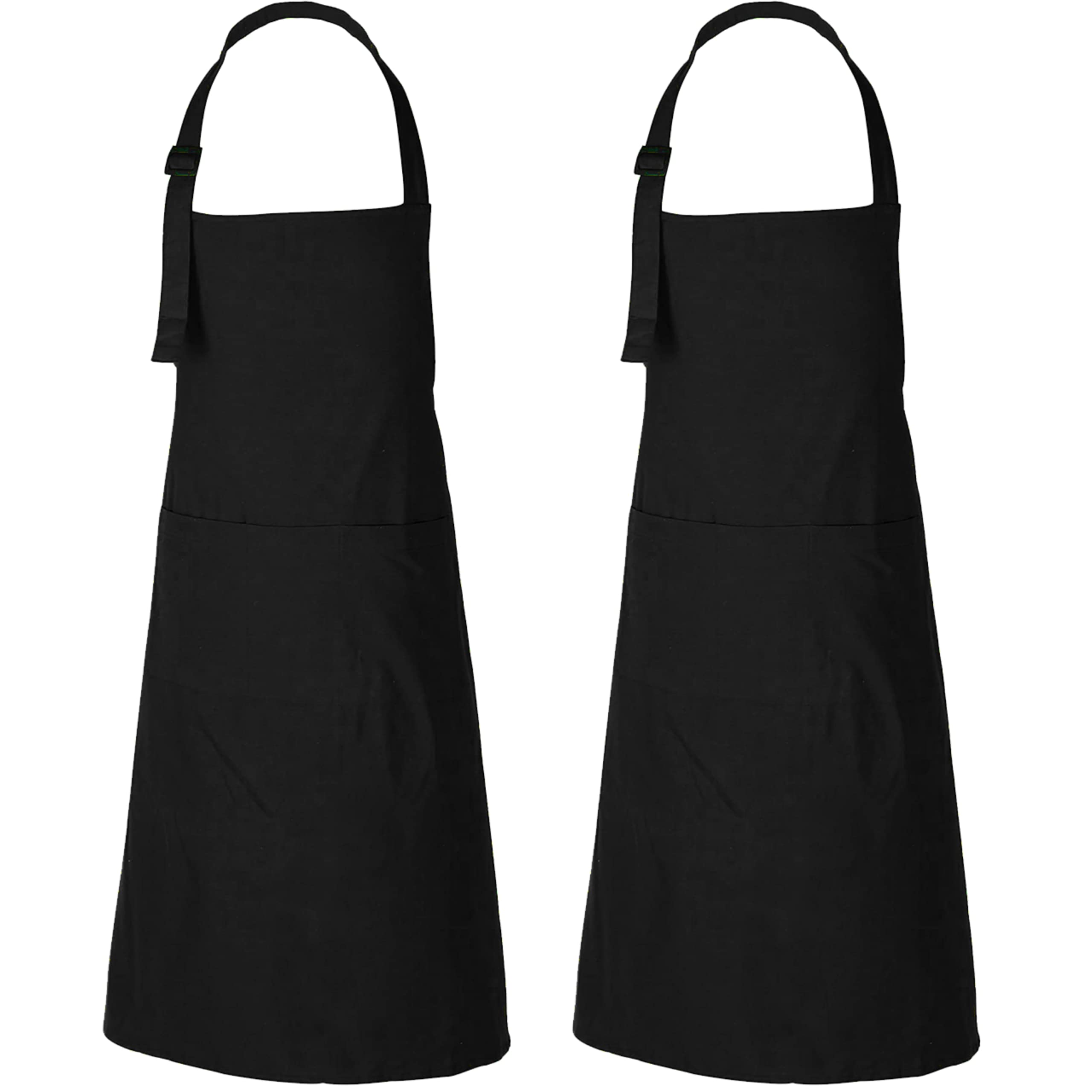 RAJRANG 2 Pack Black Kitchen Aprons for Women with Pockets BiB Aprons for Cooking BBQ Chef Apron for Men 35x27 Inch