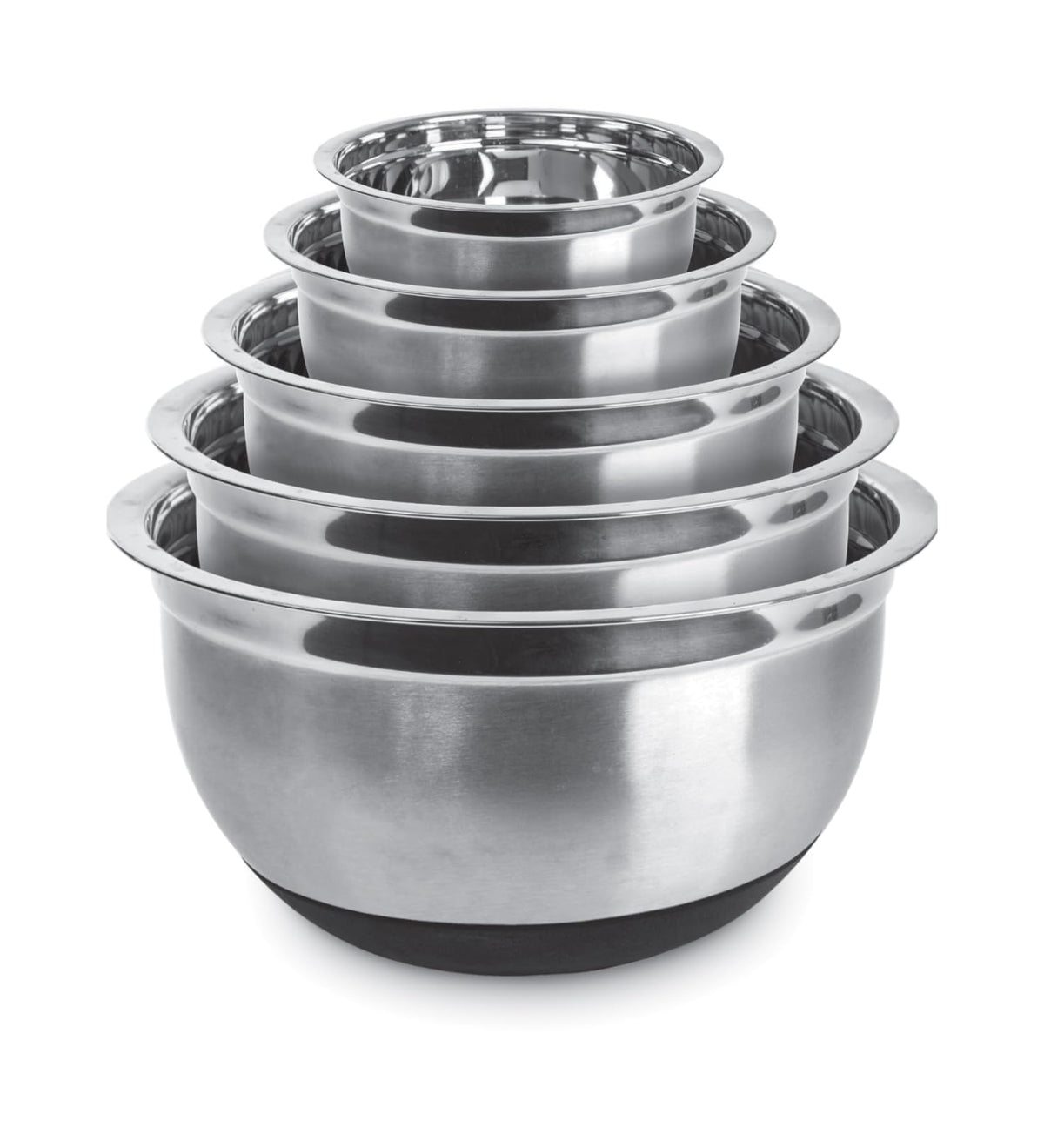 Avador Premium Stainless Steel Mixing Bowls with Lids Non-Slip, Set of 5 Mixing Bowl Set with Silicone Base, Space Saving, Great for Cooking, Baking, Prepping (0.25qt, 1qt, 1.5qt, 3qt, 5qt)