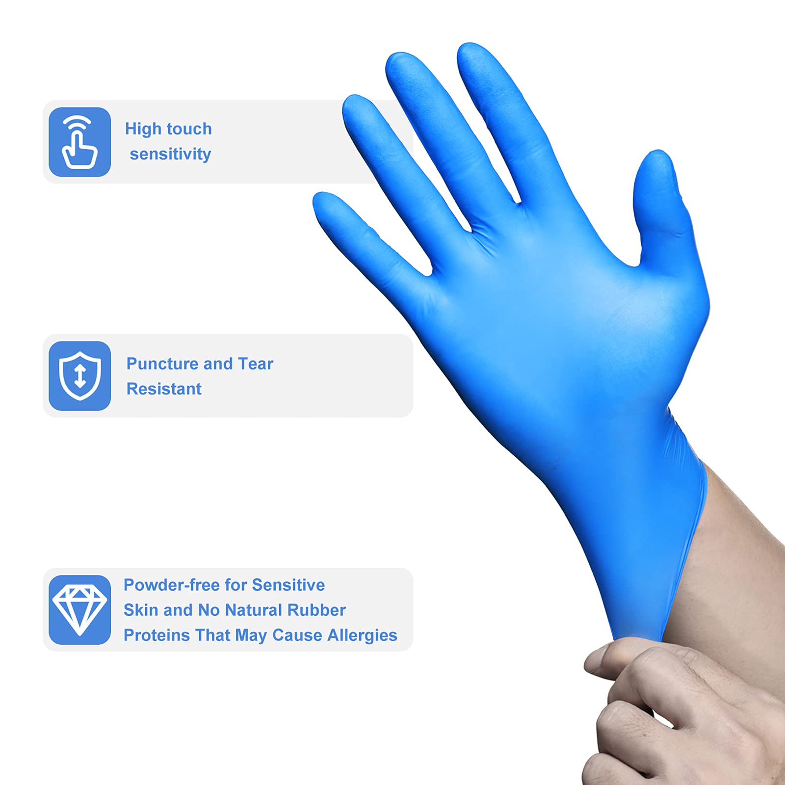 PEIPU Nitrile Glov, Disposable Gloves(Medium, 1000-Pack)，Powder Free, Cleaning Service Gloves, Latex Free