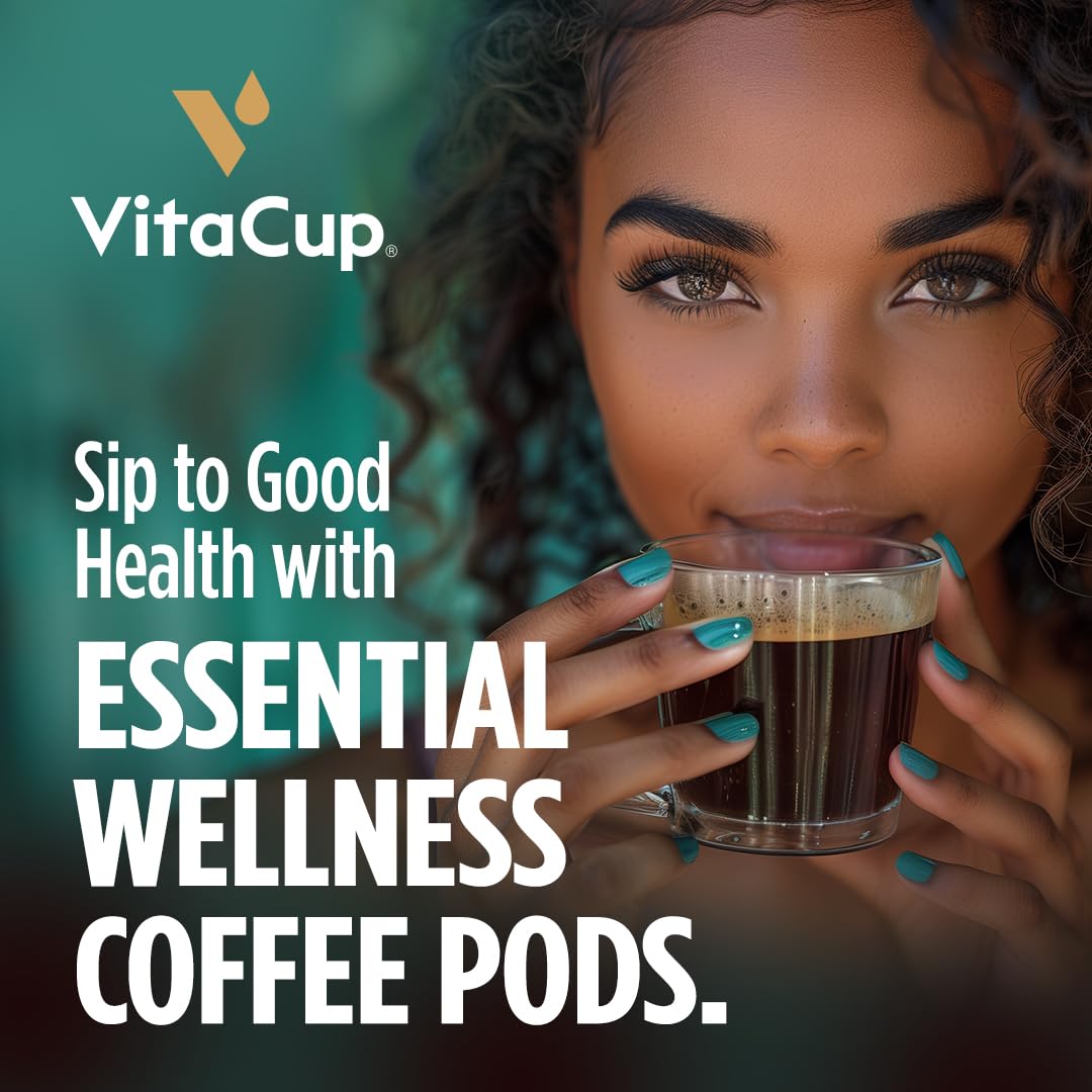 VitaCup Immunity Coffee Pods, Wellness Boost with Antioxidants, Echinacea, Probiotics, Vitamin C & D3, Medium Dark Roast, Single Serve Pod Compatible with Keurig K-Cup Brewers,64 Ct