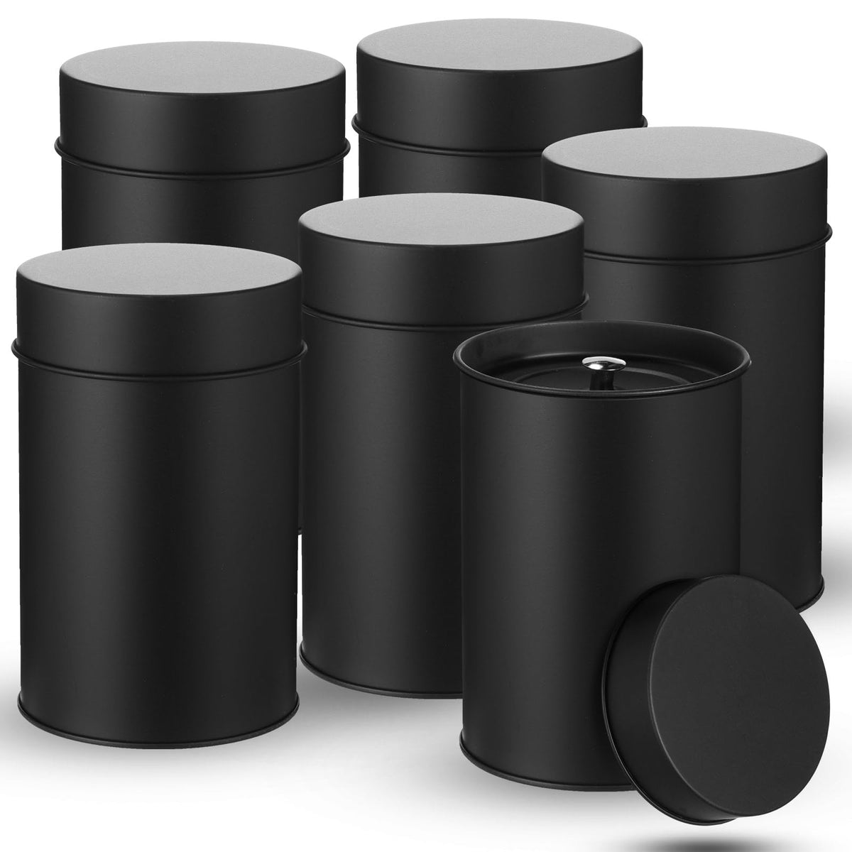 Zopeal 10 Pack Metal Tea Tin Canisters, Loose Leaf Tea Storage, Black