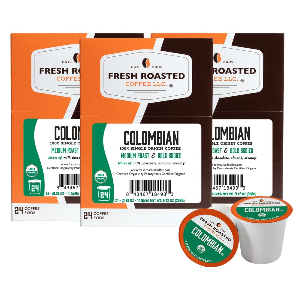 Fresh Roasted Coffee, Organic Bali Blue Moon K-Cup Pods for Keurig Brewers, Medium Roast, USDA Organic, Kosher, 24 Count (Pack of 3)