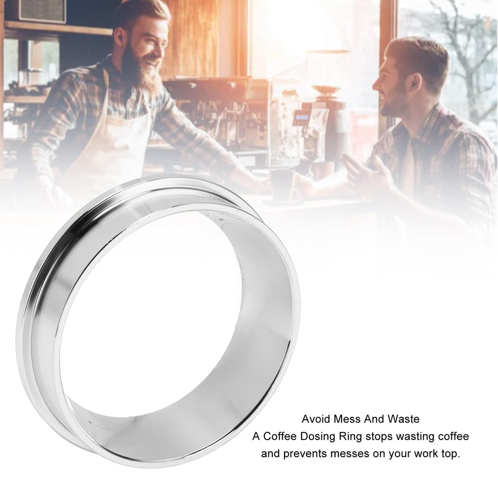 Sunicon 57.5MM Espresso Dosing Funnel, 304 Stainless Steel Coffee Dosing Ring Catcher Ring, Universal Coffee Dosing Ring Replacement for Home Coffee Machine Tools(Silver)