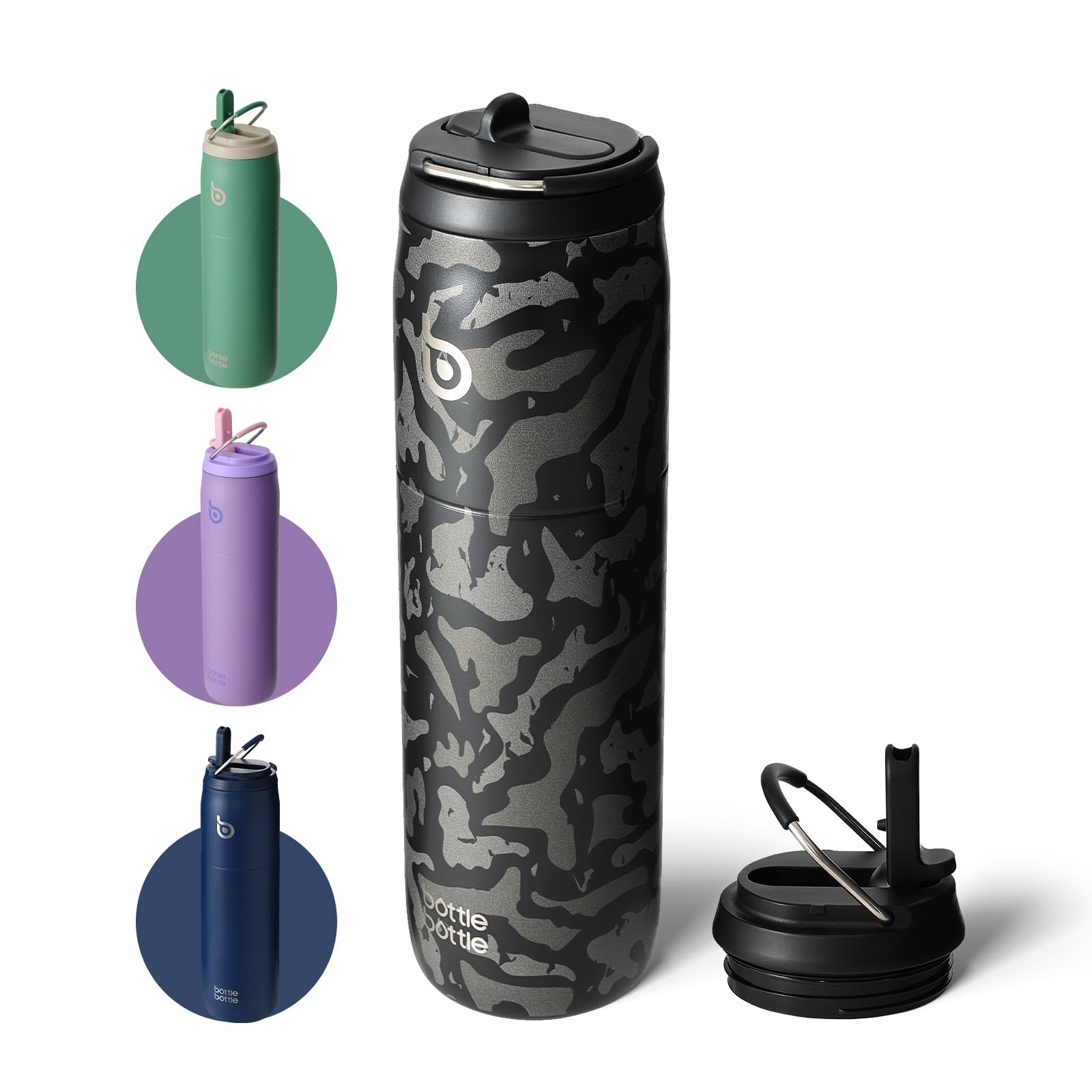 BOTTLE BOTTLE Stainless Steel Water Bottle 32 oz Black Camouflage
