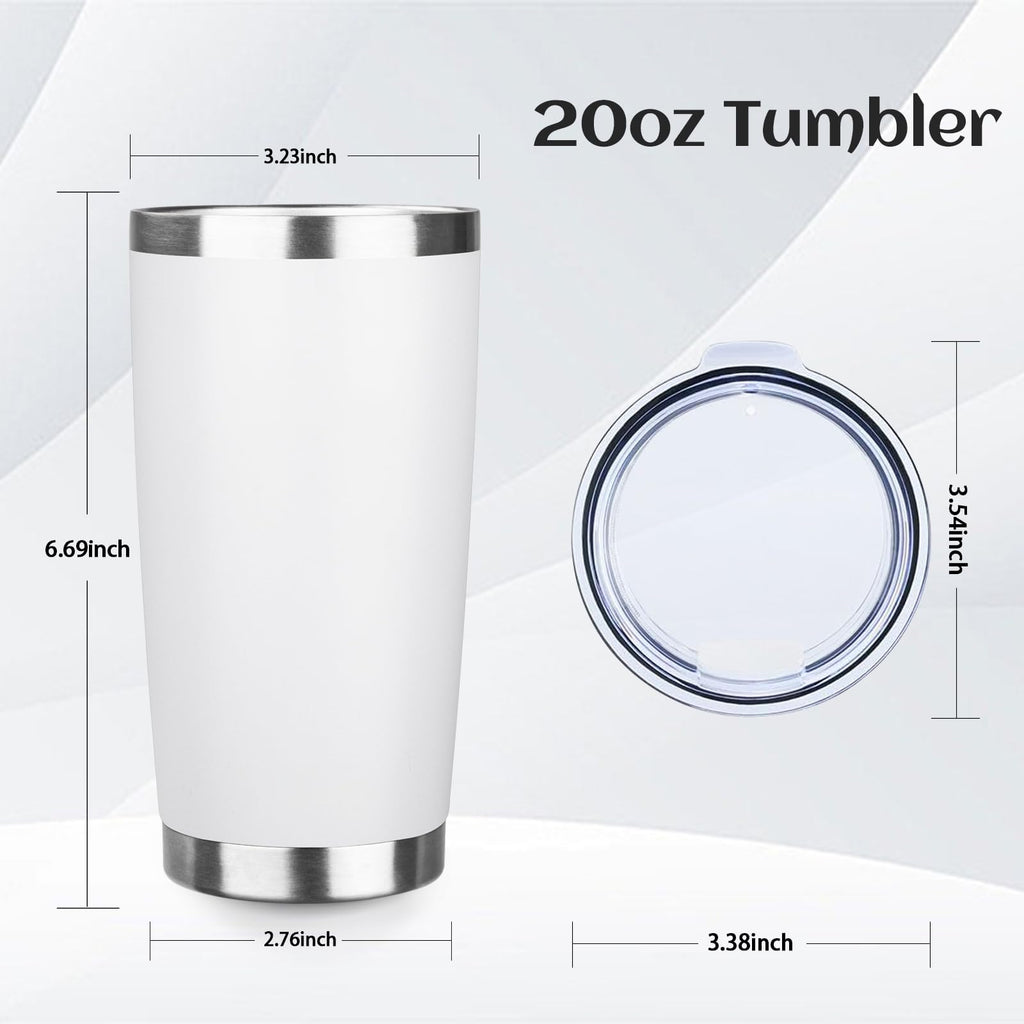 StarSpeed 6 Pack 20oz Stainless Steel Travel Coffee Tumbler,White