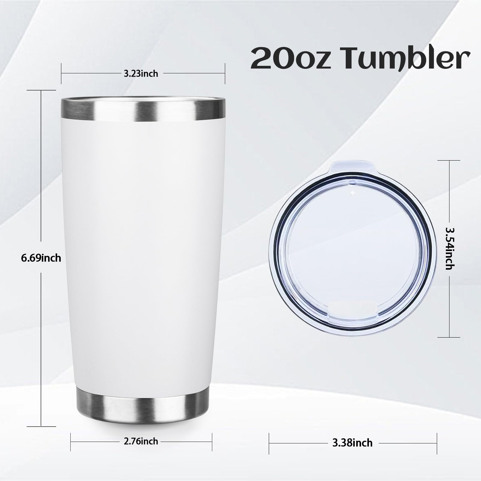StarSpeed 6 Pack 20oz Stainless Steel Travel Coffee Tumbler,White