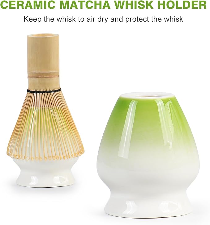Matcha Whisk Set – 5 PCS Complete Ceremonial Grade Matcha Set, Premium Japanese Matcha Kit with Bamboo Whisk for Matcha Tea, Matcha Bowl, Scoop, Sifter, and Ceramic Holder