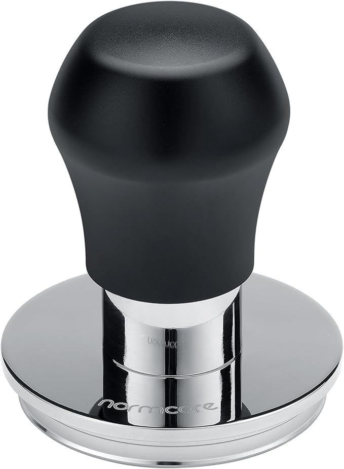 Normcore 57.5mm Coffee Tamper V4.1 Mini, Spring-Loaded with Click Feedback, 304 Stainless Steel Flat Base, Compatible with Lelit Anna Portafilter, Black