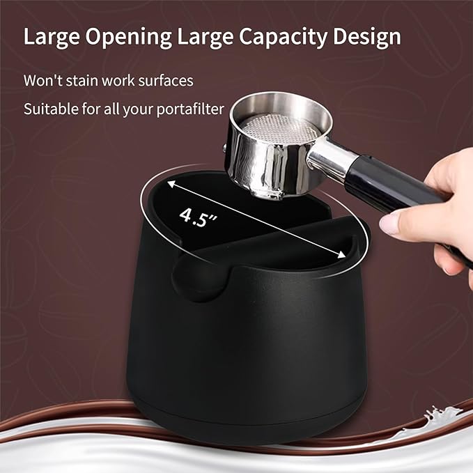 Knock Box Large Capacity Design Espresso Knock Box Shock-absorbent Knock Box Espresso with Removable Knock Bar and Non-Slip Base Espresso Accessories for Home/Office