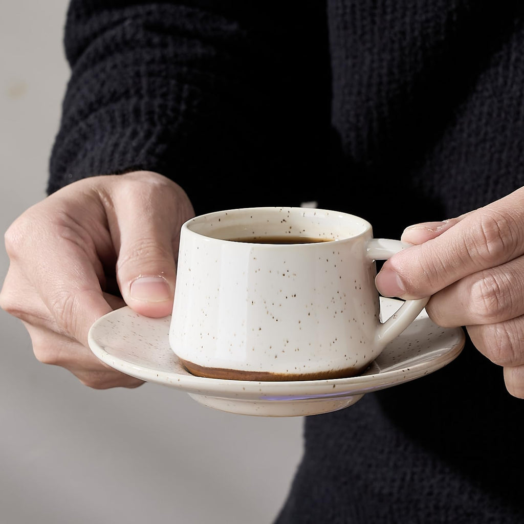 Stackable Cappuccino Cup Set of 6 [4oz]Activated-Glazed Ceramic Coffee Cup