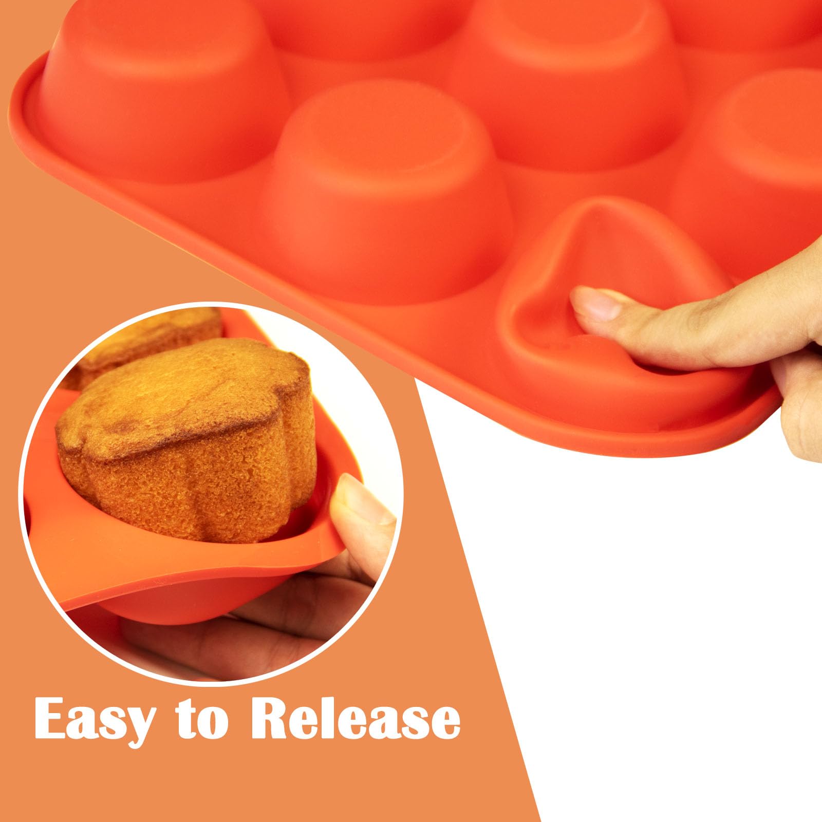LERIYUFS 12 Cups Silicone Mini Muffin Pan Set, Nonstick Mini Cupcake Pans, BPA Free Small Muffin Tin for Baking, Set of 2 (Red+Red)