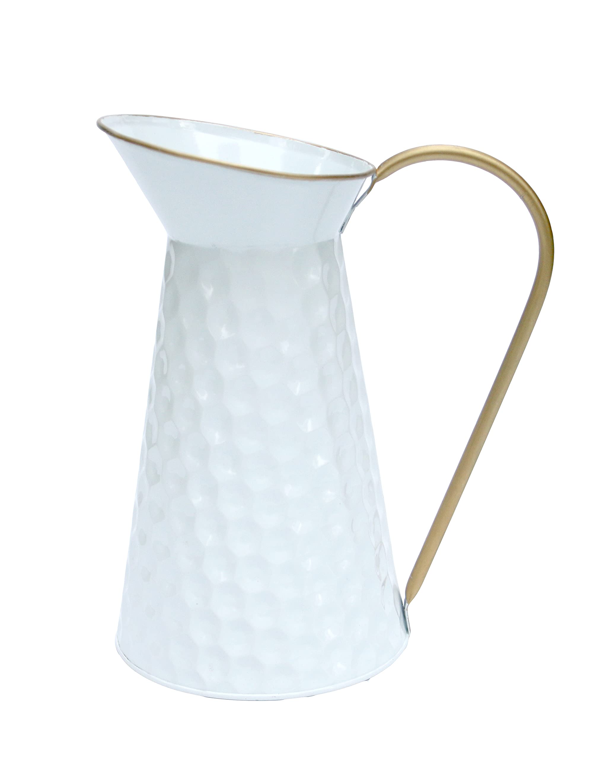 Elegant White Metal Decorative Flower Vase,Farmhouse Galvanized Pitcher,Rustic Milk Jug for Home Decor…