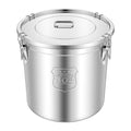 PERFERATE 304 Stainless Steel Airtight Canister 6L/12L Food Storage Bucket with Lids and Sturdy Locking Clamp Metal Cereal Rice Storage Container for Flour, Coffee Bean, Sugar, Cookie (48L)