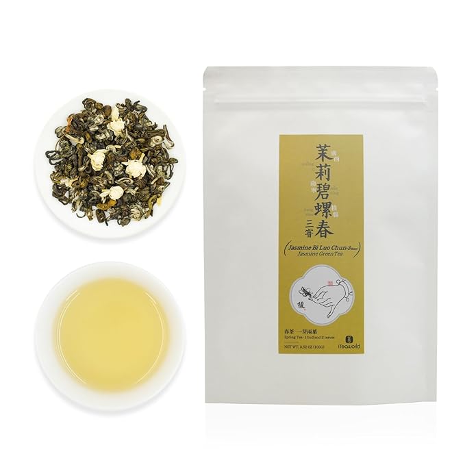 iTeaworld Authentic Triple-Scented Jasmine Green Tea, Subtle Floral Aroma, 2025 New Chinese Loose Leaf Tea, Low Caffeine, Sweet After Taste, Entry-level Jasmine Tea- 1 Pack (3.5oz)