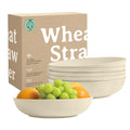 Homienly 65 oz Large Salad Bowls Wheat Straw Big Bowls 10 inch Serving Bowls Wheat Straw Plates Bowl Set of 6 Wide and Shallow Bowl for Kitchen Dishwasher Safe-Beige