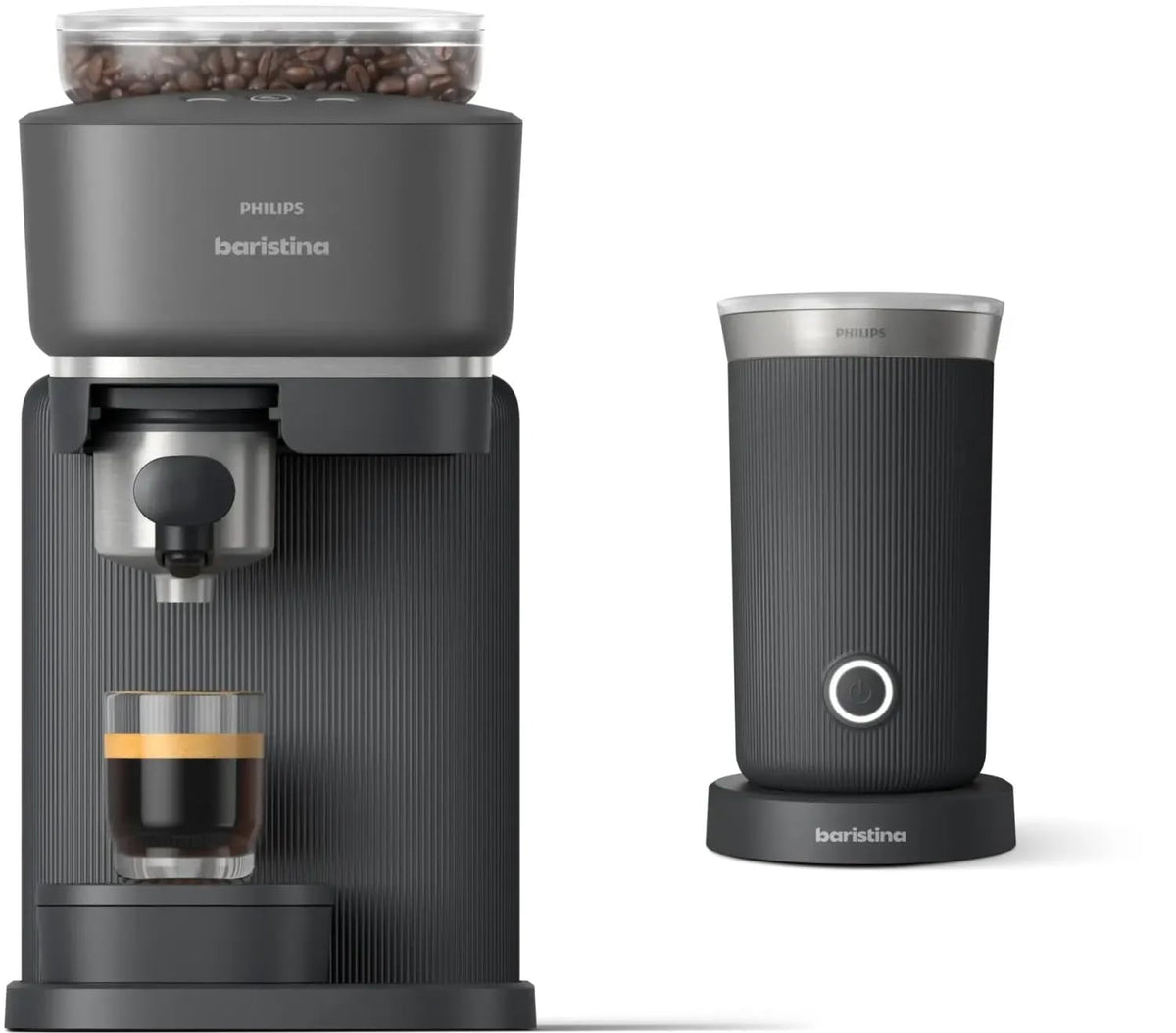 PHILIPS Baristina Espresso Machine & Milk Frother Bundle, Natural White