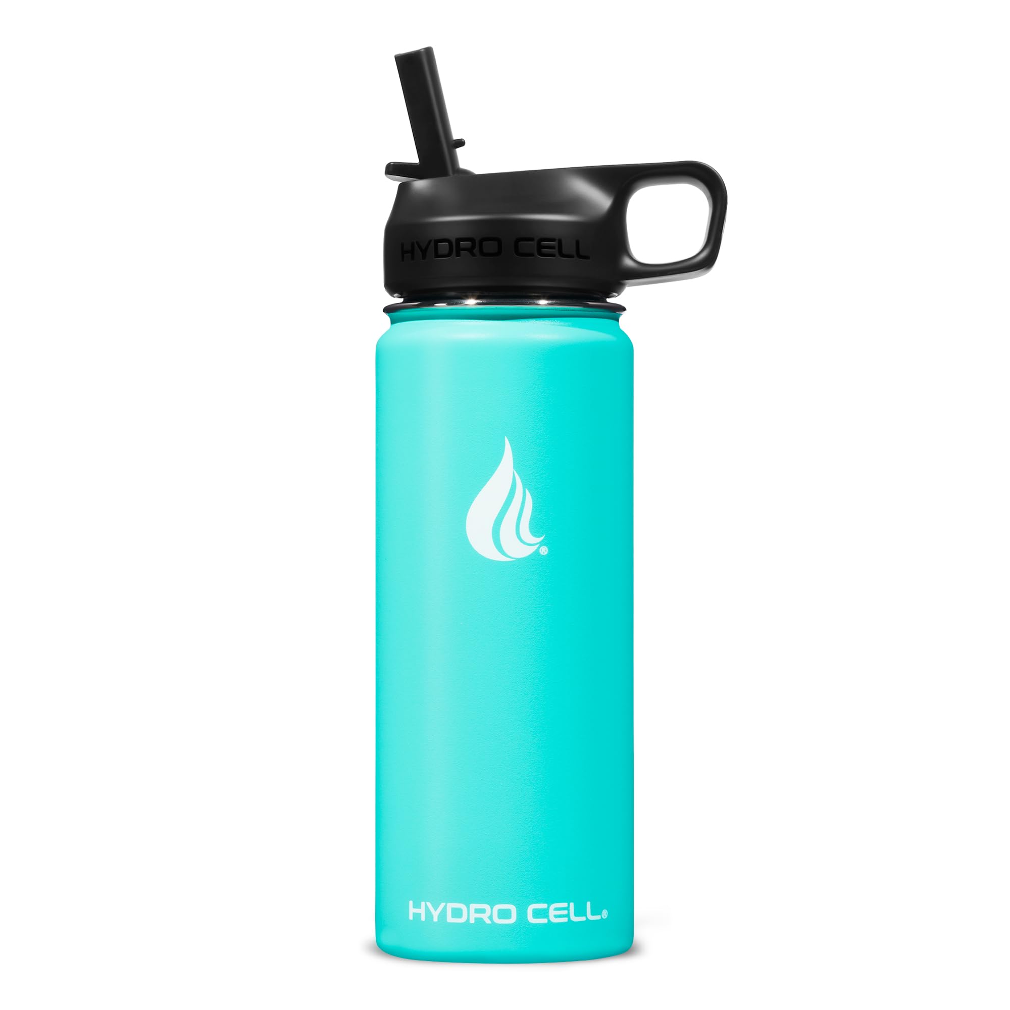 HYDRO CELL Stainless Steel Sport Water Bottle with Straw - Keeps Drinks Cold & Hot via a Leak Proof Metal Triple Insulated Vacuum Flask for All Sports and Outdoors Activities (Teal 18oz)